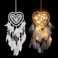 Miniatyrbilde 2 av 4: Håndlaget drømmefanger i boho-stil med LED-lys