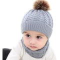 Miniatyrbilde 4 av 5: 2PCS Grå Baby Strikket Lue Sjal, Termisk Myk Loop Sjal Uni