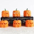 Miniatyrbillede 3 af 5: 12 stk. LED Orange Græskar Lanterner, 3D Halloween Flammeløse Te Lys