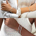Miniatyrbillede 5 af 5: 14K Ægte Guldbelagt Smykkesæt til Kvinder Trendy Tynd Elegant Stabelbar Cuban Link Paperclip Kæde Armbånd Pakke Modetilbehør Gaver