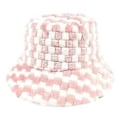 Miniatyrbillede 1 af 5: Bucket Hats Udendørs til Beskyttelse Fisker Fuzzy Hue til Mænd Kvinder med Ternet Mønster i Frostklar Vinter Efterår Vindtæt Pink (Pink)