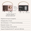Pikkukuva 5 / 5: Retro Bluetooth-kaiutin Mini Langaton Kaiutin, Ulkoilma Kannettava Bl