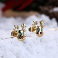 Miniatyrbillede 4 af 5: 1 par allergivenfri ørestikker 14K søde små dyr rensdyr