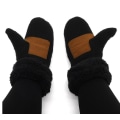 Miniatyrbillede 2 af 4: Sorte, dame vinterhandsker, strikkede touch screen handsker, uld c