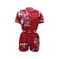Miniatyrbild 1 av 5: Dam 2-delat Set Kortärmad Crop Top Träningsdräkt Kroppsnära Shorts Jumpsuit Set (XL Svart)