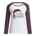 Miniatyrbilde 1 av 4: hmwy-dame jule nisse trykk t-skjorte bluse basic topp tee skjorte (M Lilla)
