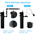Miniatyrbilde 3 av 5: Akvarie Vannstrømfilter 4W 300L/H Internt Akvariefilter 60L Akvariepumpefilter med Filter S