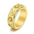 Miniatyrbilde 1 av 5: Måne Stjerne Sol Spinner Fidget Ring for Angst Statement Ring Smykker Størrelse 6-11 (11 Gull)