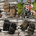 Miniatyrbilde 5 av 5: Fullfinger taktiske hansker beskyttende hard knoke arbeid hær militær jakt, kampanje (M svart)