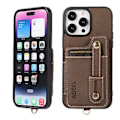 Pikkukuva 2 / 5: ABE Litchi-tekstuuri Kortti-lompakko PU-kotelo iPhone 15 Plus:lle (Khaki)