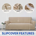 Miniatyrbillede 3 af 5: 3-personers khaki super stretch jacquard sofaovertræk, skridsikkert, til