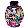 Miniatyrbilde 1 av 2: Demon Slayer Anime Print Hettegenser Topper Pullover Langermet Hettegenser for Menn Kvinner -NMAOV(M C)