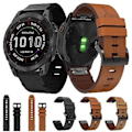 Miniatyrbillede 4 af 5: Læder Urrem Til Garmin Fenix 7 Sapphire Solar (Lysebrun)
