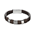 Miniatyrbillede 3 af 3: Armbånd læder mænd rustfrit stål armring biker punk smykker 21cm (Brun)