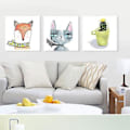 Miniatyrbillede 1 af 5: Wekity Ræv og Kat Væghængt Canvas Print Poster, Simpel Sød Akvarel Kunsttegning Dekoration til Hjemmet Stue Soveværelse Kontor og Børneværelse (Sæt