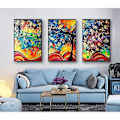 Miniatyrbillede 2 af 5: Wekity Lykke Træ Væghængt Canvas Print Poster, Enkel Abstrakt Akvarel Kunsttegning Dekoration til Hjemmet Stue Soveværelse Kontor og Børneværelse