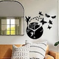 Miniatyrbild 2 av 5: Väggklocka Stickers DIY Akryl 3D Fjäril Väggklocka Spegel Tyst Stor Väggklocka Modern Design för Heminredning (Svart3)