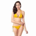 Miniatyrbild 4 av 5: Dam Tredelat Baddräkt Tanga Bekväm Mode 2-Delad Axelbandslös Baddräkt Omlott Strandkläder Halter String Bikini Set Rosa L(L Rosa)