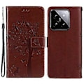 Miniatyrbillede 1 af 5: KT Imprinting Flower Series-3 til Xiaomi 14 Wallet Telefon Cover Trykt Kattetræ Telefon Case (Style H)