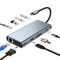 Miniatyrbild 1 av 5: USB 3.0 Type C HUB-adapter till 4K HDMI-kompatibel VGA RJ45 Lan Eth