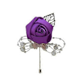 Miniatyrbillede 5 af 5: Kunstig Blomst Faux Perle Boutonniere Bryllupsceremoni Brudgom Corsage Broche Qinhai (Mælkehvid)