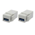 Miniatyrbild 1 av 5: 2 st USB 3.0 A Hon till A Hon Förlängnings Keystone Jack Koppling Adapter Konverterare (Vit)