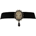 Miniatyrbild 1 av 5: Mode Retro Svart Viktoriansk Kameo Pärlstråds Sammet Choker Halsband