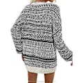 Miniatyrbillede 2 af 5: Jule Kvinder Langærmet Rund Hals Sweater Pullover Top Vinter Afslappet Løs Rund Hals Uldkjole (S Sort)