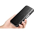 Miniatyrbilde 4 av 5: Lær Folio Etui Kompatibel med iPhone 13 mini - Vintage Stil Ekte Lær Flip Folio Design Deksel - Innebygd Magnetisk Lukking - svart