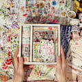 Miniatyrbild 1 av 5: Växt Scrapbooking Kit, Junk Journal Kit med Washi Tape, Stickers, A6 Notebook, Botanisk Bullet Jo