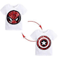 Miniatyrbild 1 av 4: Barn Pojkar Flickor Tecknad Spiderman T-shirt Paljetter Vändbar Mönsterförändrande Toppar -NMAOV(1-2 År Vit)