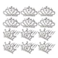 Miniatyrbillede 1 af 3: 12 stk. Børns Små Krone Hårkamme Mode Rhinestone Hårbørste Pandebånd Hårtilbehør (2 Mønstre Hver 6 stk)
