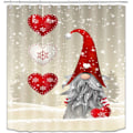 Miniatyrbild 3 av 4: Jultomtar Duschdraperi för Badrum, God Jul Sho