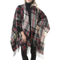 Miniatyrbillede 1 af 3: Kvinders Varme Sjal Wrap Åben Front Poncho Cape Farve Blok Sjal