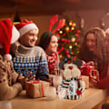 Miniatyrbild 5 av 5: 3 stycken sittande tomtar, plysch tomte snögubbe ren