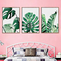 Miniatyrbild 2 av 5: Wekity Botaniska Väggkonsttryck Set om 3 Tropiska Blad Canvas Dekoration Växtblad Boho Väggdekor Bilder Gröna Boho Posters Konstset Badrumsvägg