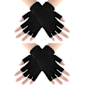 Miniatyrbillede 1 af 5: (2 par) Sorte One Size Fingerless Strikkede Handsker Varme Halv Finger Handsker Vinter Strik Kørehandske