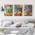 Miniatyrbillede 3 af 5: Wekity Lykke Træ Væghængt Canvas Print Poster, Enkel Abstrakt Akvarel Kunsttegning Dekoration til Hjemmet Stue Soveværelse Kontor og Børneværelse