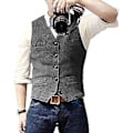 Miniatyrbillede 1 af 5: Mænds Afslappet Forretningsvest, Letvægts Veste Slim Fit Suit Vest (XL Grå)