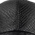 Miniatyrbillede 3 af 5: Herre Baseball Cap i Kunstlæder med Krokodilleprint, Ensfarvet Hat med Justerbar Rem (Mørkeblå)