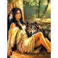 Pikkukuva 1 / 5: 30 × 40 Femme avec loup diamant peinture (30 * 40, 1 pièce) Dia