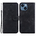 Miniatyrbillede 1 af 5: For iPhone 15 Plus Trykt Lily Blomst Etui Stødsikkert PU Læder Tegnebog Stativ Skal (Stil A)