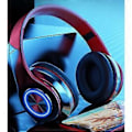 Pikkukuva 2 / 5: Bluetooth-kuulokkeet, päähän asennettavat, langattomat, valaisevat, värikkäät hengitysvalot, plugin-kortti, kokoontaitettavat kuulokkeet (musta ja punainen)
