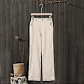 Miniatyrbilde 2 av 5: Linbukser for kvinner, cropped, løs passform, bomull, capribukser, avslappet stil, elastisk midje, sommer (L Khaki)
