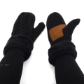 Miniatyrbillede 1 af 4: Sorte, dame vinterhandsker, strikkede touch screen handsker, uld c