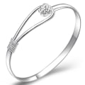 Miniatyrbilde 1 av 5: Elegant Clip-On Button Kvinners Sølv Armbånd Floral Design Silve