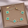 Miniatyrbild 4 av 4: Armband Mode Dam Kvinnor Flickor Justerbart Armband Söt 14k Guldförgyllt Lyckoklöver Armband Dam Kvinnor Mors Dag Present Smycken (grönt blad)