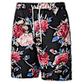 Miniatyrbillede 2 af 3: Herre Hawaiiskjorte og Shorts Sæt 2 Dele Knap Ned Blomster Stranddragt Tropisk Tøj (XL Sort pink)