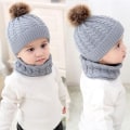 Miniatyrbilde 2 av 5: 2PCS Grå Baby Strikket Lue Sjal, Termisk Myk Loop Sjal Uni