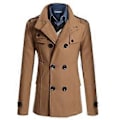 Miniatyrbild 1 av 3: Herrar Trenchcoat Dubbelknäppt Ytterplagg Vinterjacka Formell Överrock (L Camel)